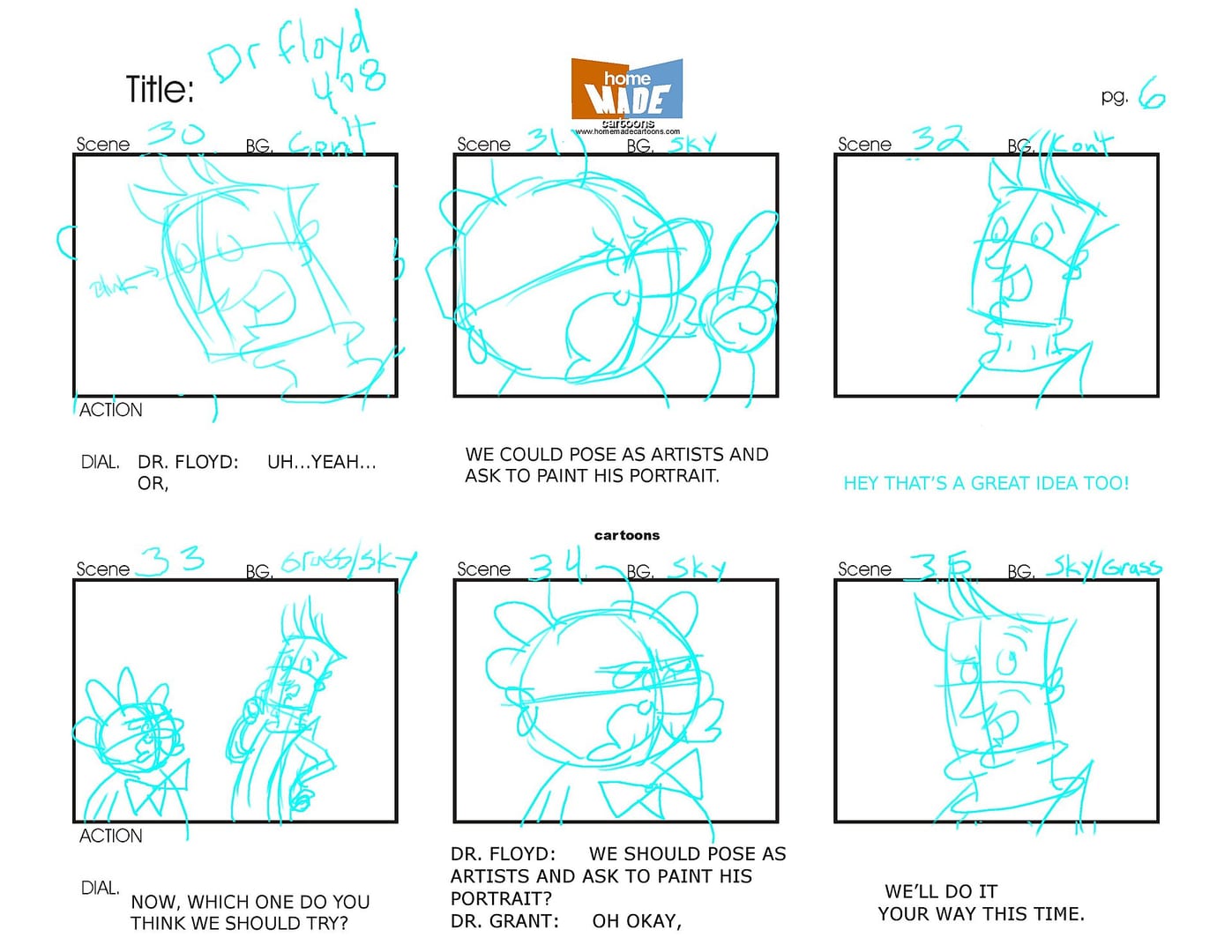 Storyboard gồm nhiều khung rộng, trung và cận cảnh liên tiếp